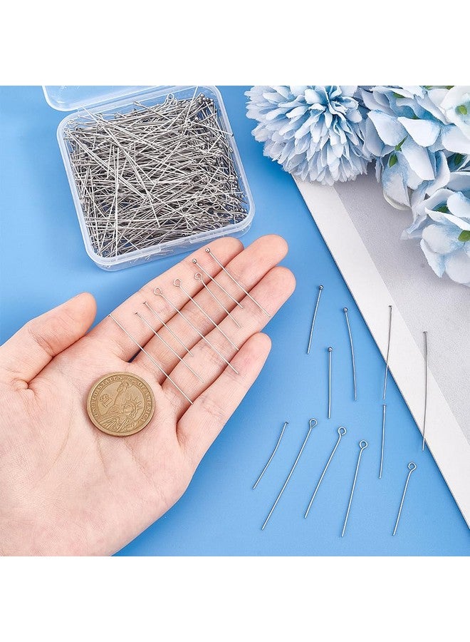 بي إتش باندا هول PH PandaHall 560 قطعة 8 أنماط 304 دبابيس عين من الفولاذ المقاوم للصدأ 30 مم 40 مم 50 مم دبابيس رأس كروية 22 مقياس دبابيس رأس نتائج دبوس عين مفتوح لصنع المجوهرات والأساور والأقراط والقلادات، لون الفولاذ المقاوم للصدأ - Image 2