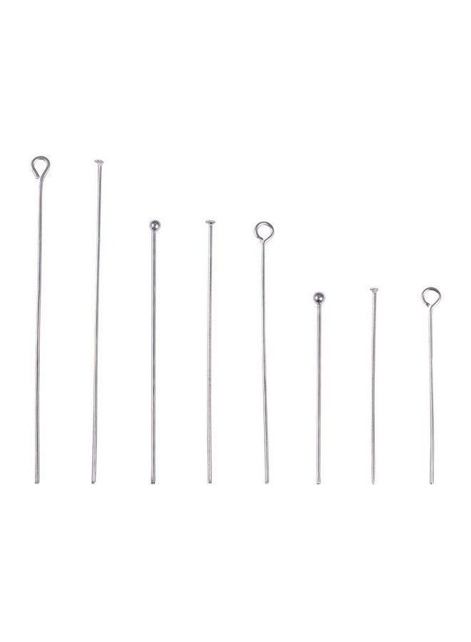 بي إتش باندا هول PH PandaHall 560 قطعة 8 أنماط 304 دبابيس عين من الفولاذ المقاوم للصدأ 30 مم 40 مم 50 مم دبابيس رأس كروية 22 مقياس دبابيس رأس نتائج دبوس عين مفتوح لصنع المجوهرات والأساور والأقراط والقلادات، لون الفولاذ المقاوم للصدأ - Image 1