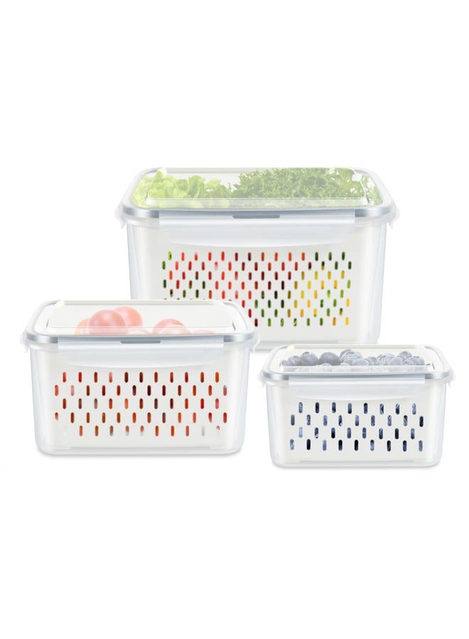 TBMAXS 3 Pack Fruit Storage Containers for Fridge, Produce Saver Vegetable Container with Drain Colanders - Refrigerator Organizer for Lettuce Berry Keepers - Image 1