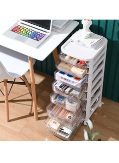 Craft Organizers and Storage Rolling Storage Cart for Classroom Supplies Storage Organizer for Art Supplies 7 Drawers White