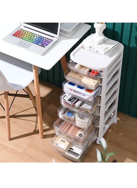 Craft Organizers and Storage Rolling Storage Cart for Classroom Supplies Storage Organizer for Art Supplies 7 Drawers White