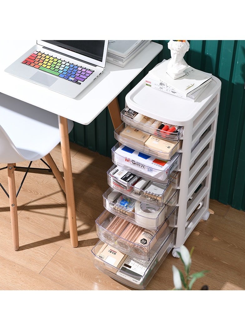 Organized Home - Craft Organizers and Storage Rolling Storage Cart for Classroom Supplies Storage Organizer for Art Supplies 7 Drawers White - Image 1