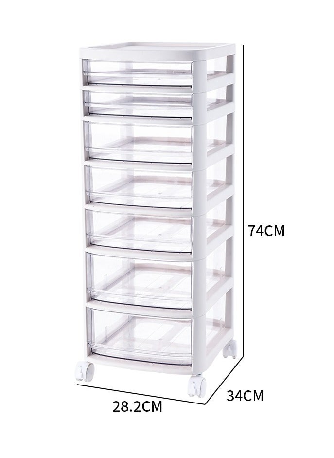 Organized Home - Craft Organizers and Storage Rolling Storage Cart for Classroom Supplies Storage Organizer for Art Supplies 7 Drawers White - Image 1