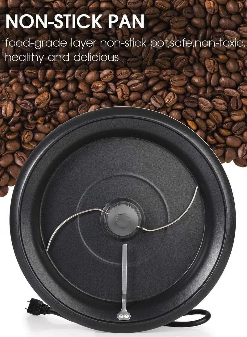 Rabos Electric Coffee Roaster & Popcorn Maker 800W with Non-Stick Bowl, Adjustable Temperature Control, Blue Light Indicator, Cool-Touch Body, Glass Lid, White - Image 4