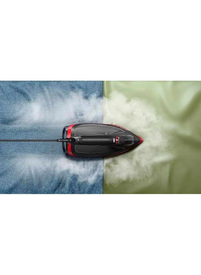فيليبس ستيم آيرون 6000 سيريز - 2800W، 50g/min بخار مستمر، 220g تعزيز بخار، سول بليت ستيم جلايد بلس، سعة ماء 300ml، أسود/أحمر - DST6130/46 - Image 4