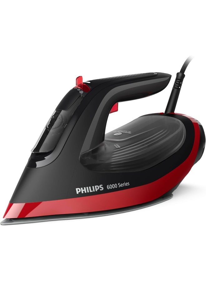 Philips Steam Iron 6000 Series - 2800W, 50g/min Continuous Steam, 220g Steam Boost, SteamGlide Plus Soleplate, 300ml Water Capacity, Black/Red - DST6130/46 300 ml 2800 W DST6130/46 Black/Red