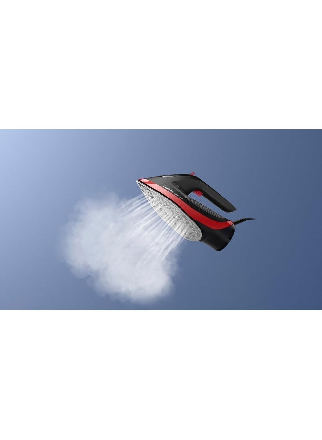 فيليبس ستيم آيرون 6000 سيريز - 2800W، 50g/min بخار مستمر، 220g تعزيز بخار، سول بليت ستيم جلايد بلس، سعة ماء 300ml، أسود/أحمر - DST6130/46 - Image 3
