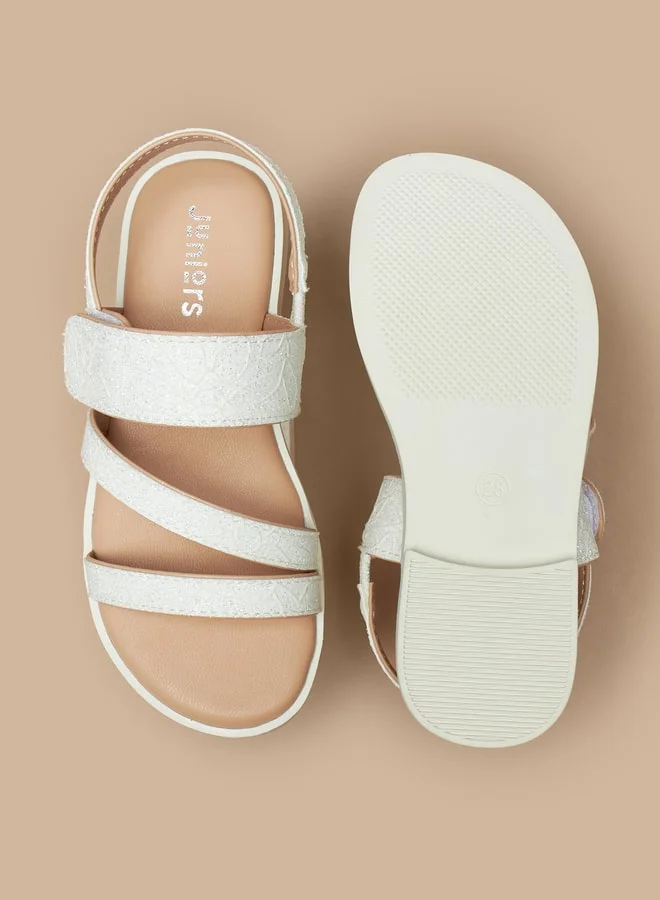 JUNIORS Girls Textured Sandals with Hook and Loop Closure
