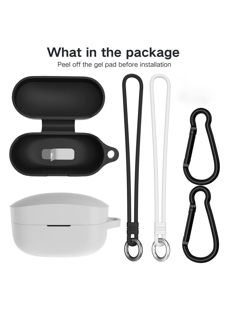 KASTWAVE - KASTWAVE Headphone Cover for Sony WF1000XM4 with Carabiner and Silicone Hand Strap All-inclusive Protection Shockproof AntiSlip AntiFingerprint 2Pack (Black+White) - Image 1