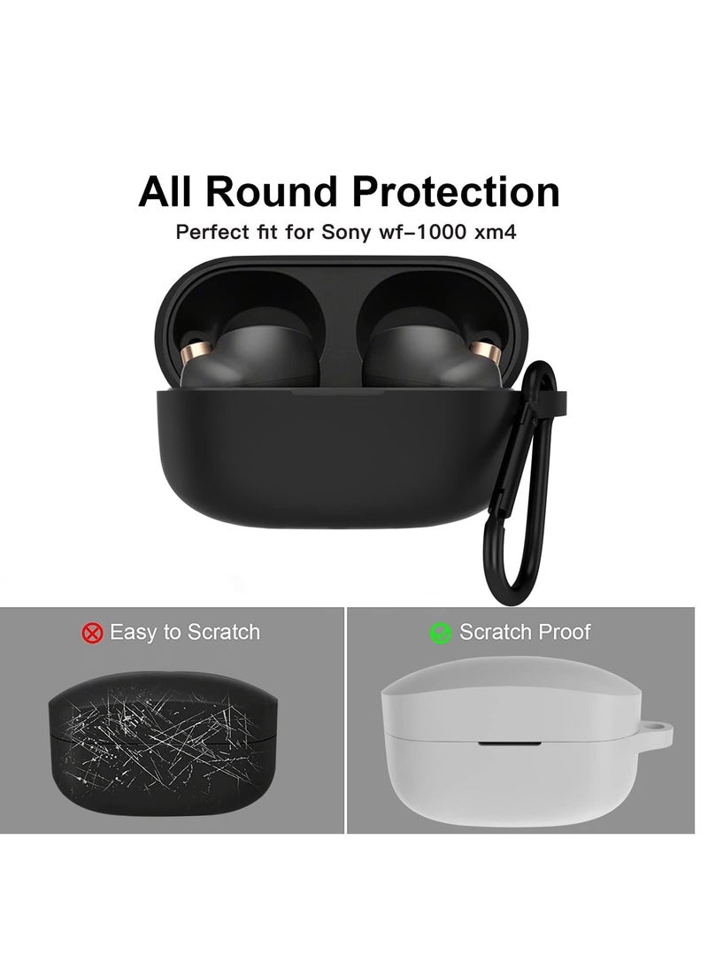 KASTWAVE - KASTWAVE Headphone Cover for Sony WF1000XM4 with Carabiner and Silicone Hand Strap All-inclusive Protection Shockproof AntiSlip AntiFingerprint 2Pack (Black+White) - Image 1