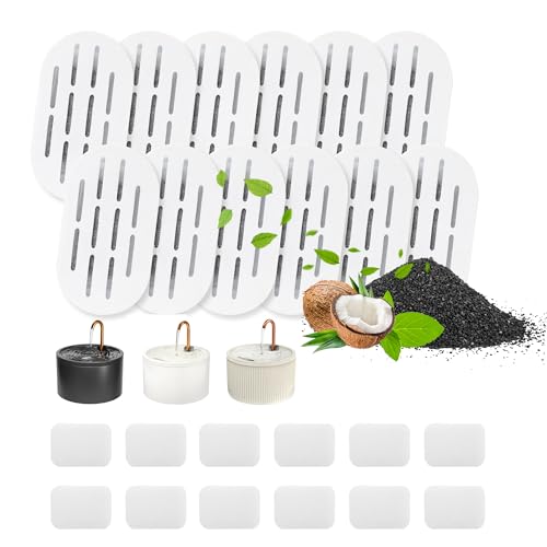 MISFANS Ceramic Cat Water Fountain Filters 12 Pack Replacement Filters 12 Pack Replacement PreFilter Sponges Set for MISFANS and Other Ceramic Pet Fountain Water Dispenser - Image 1