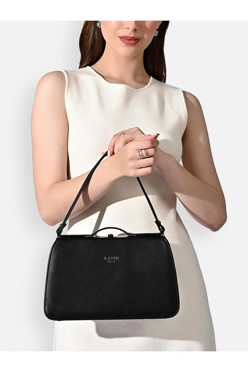 Lavie Luxe Women's Book Satchel Frame Bag (Black)