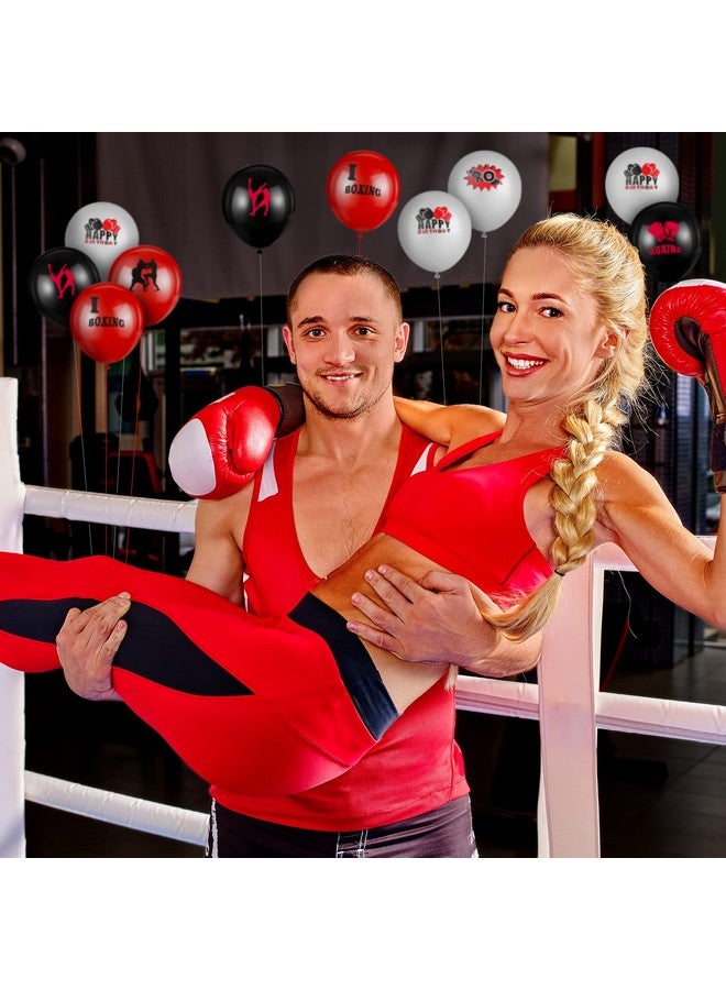 Vinsot 36 Pack Boxing Latex Balloons Boxing Match Birthday Party Latex Balloons 12 Inch Red Black And White Balloons Large Red And Black Boxer Sport Birthday Party Decorations For Boxing Theme Birthday Party - Image 5