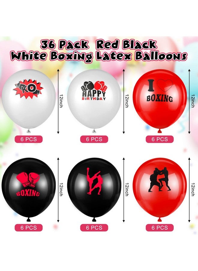 Vinsot 36 Pack Boxing Latex Balloons Boxing Match Birthday Party Latex Balloons 12 Inch Red Black And White Balloons Large Red And Black Boxer Sport Birthday Party Decorations For Boxing Theme Birthday Party - Image 3