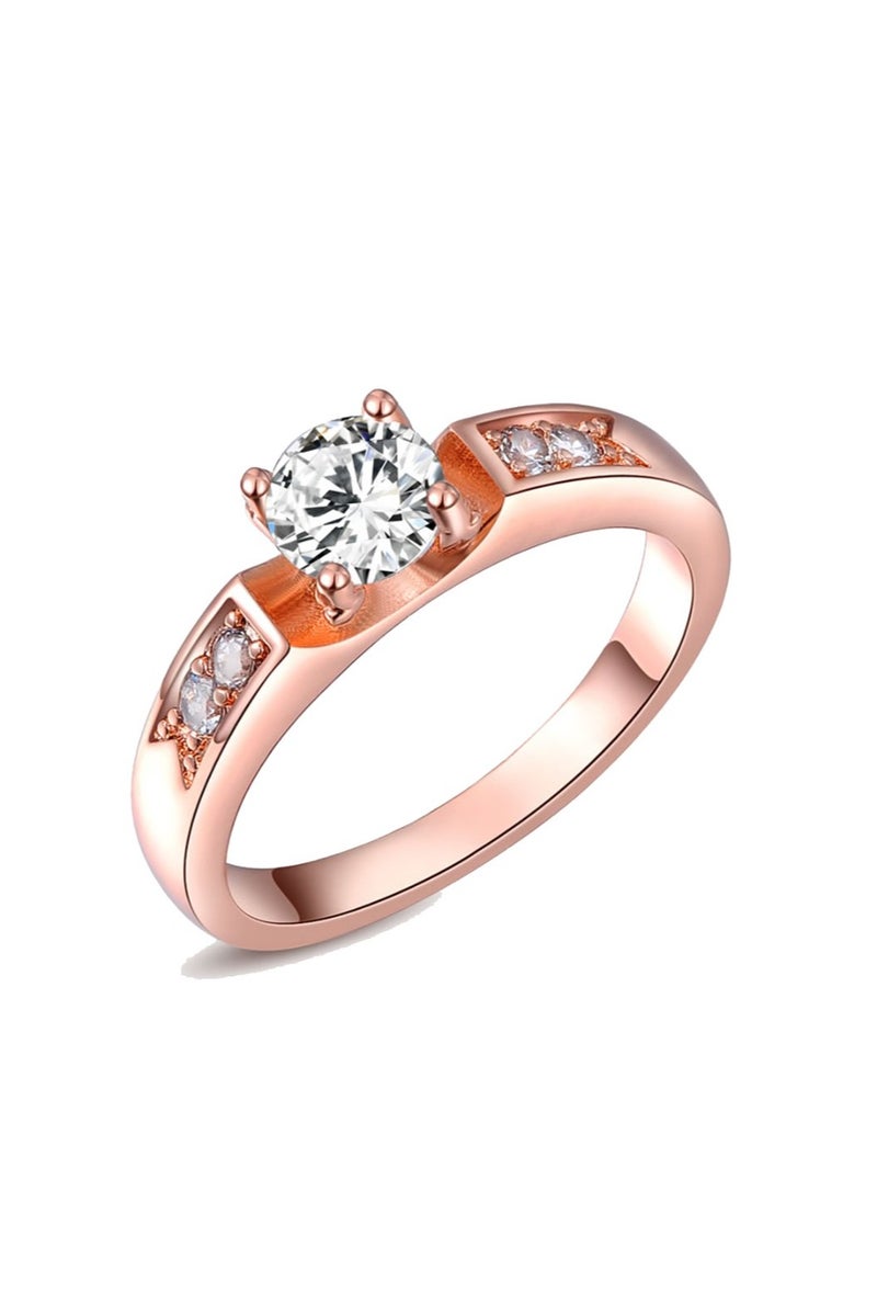 روماد خاتم ذهبي وردي فاخر مرصع بالألماس بتصميم أنيق يخطف الأنظار. - Image 1