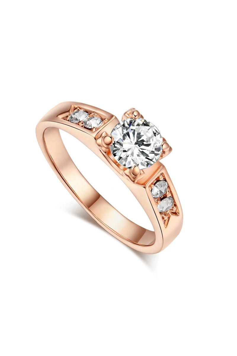 روماد خاتم ذهبي وردي فاخر مرصع بالألماس بتصميم أنيق يخطف الأنظار. - Image 2