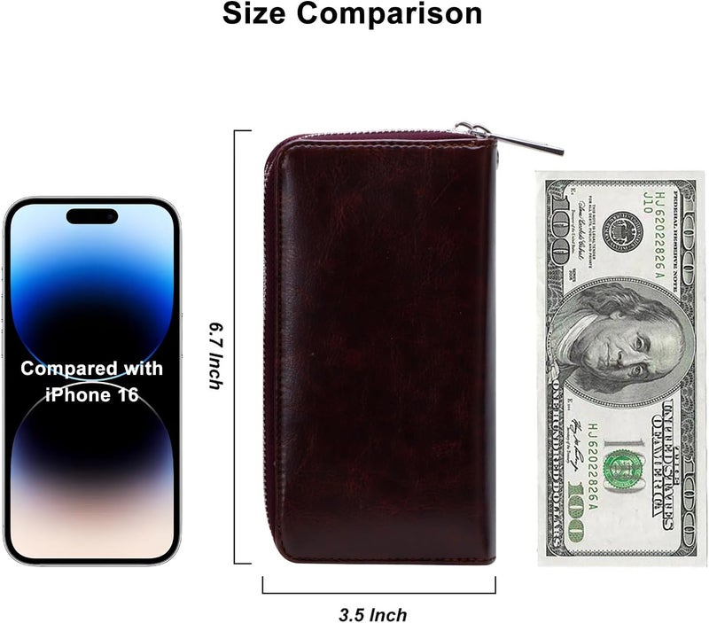 HAWEE Cellphone Wallet for Women Dual Zipper Long Purse with Removable Wristlet - Image 5