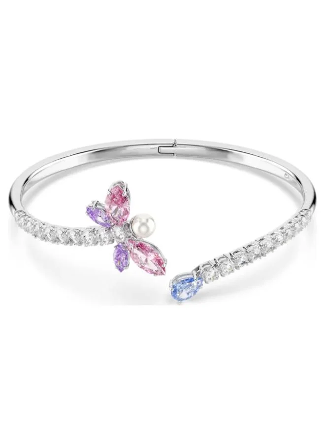 Capsule Large Open Dragonfly Rhodium Plated Bangle