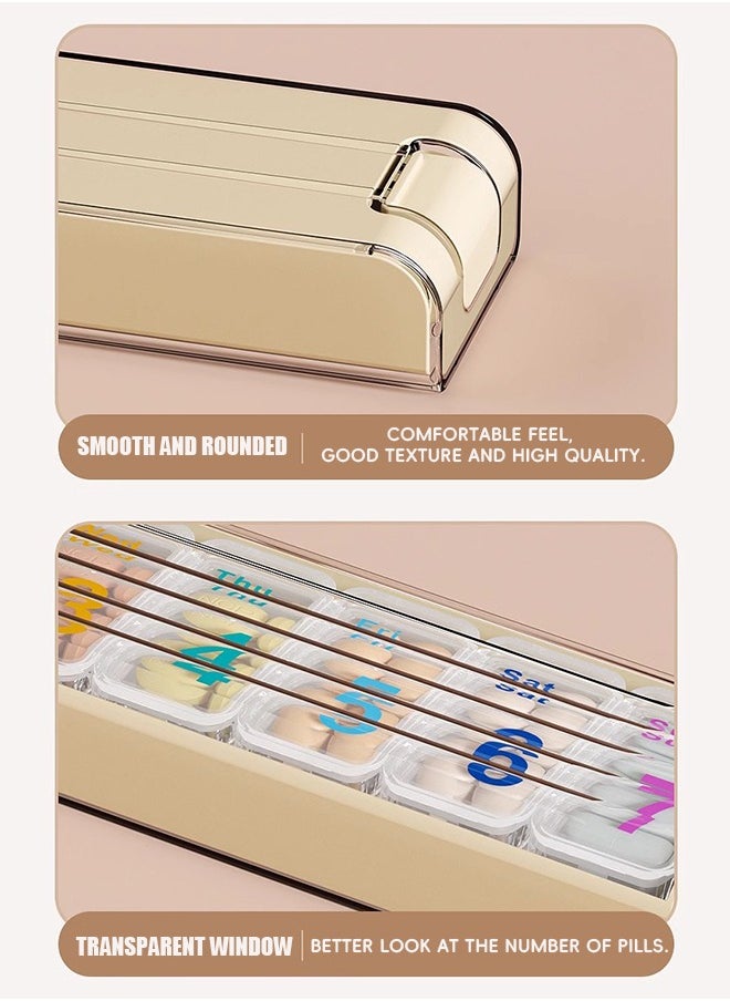 Beyond Pill Cases Weekly Pill Box, Travel 7 Day Tablet Boxes, Seven Day Pill Organizer, for Vitamins, Medication, Supplements, Fish Oils (Beige)  - Image 3