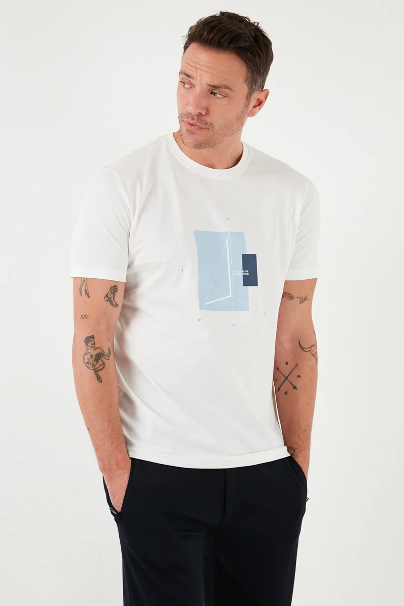 Buratti Printed Cotton Crew Neck Slim Men's T Shirt 646R8040