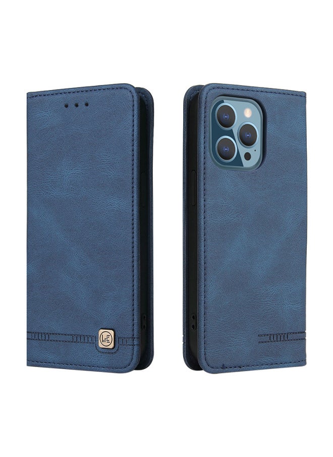 Generic - For Iphone16 Phone Leather Case For Iphone15 Phone Case For SamsungS25 Skin Feeling Flip Cover Protective Case A16-Color:Blue-Applicable Models:More Model Details Page Table Grids - Image 1