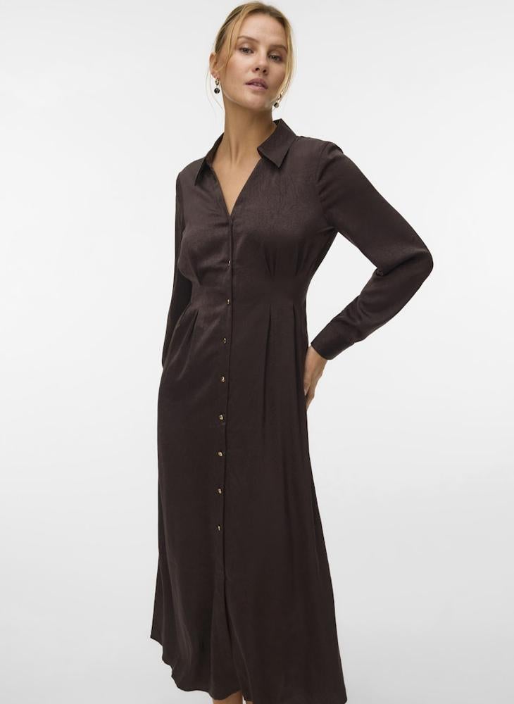 فيرو مودا فستان فيم غابي بأكمام طويلة وياقة على شكل حرف - Image 4