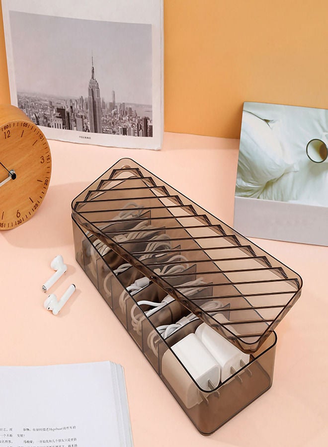 Vermaney Cable Organizer Storage Box,Plastic Cable Cord Management Box with 7 Compartments Power Cord Organizer Case Green - Image 4