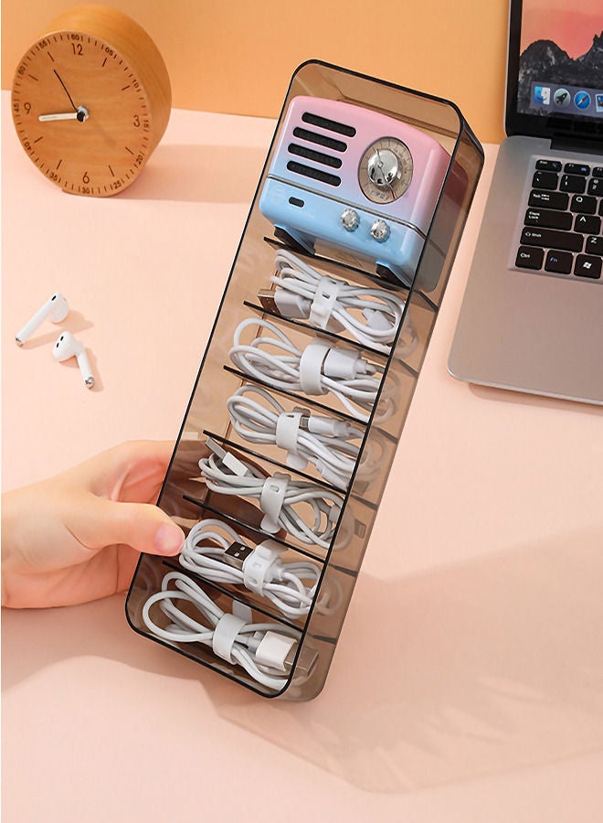 Vermaney Cable Organizer Storage Box,Plastic Cable Cord Management Box with 7 Compartments Power Cord Organizer Case Green - Image 5