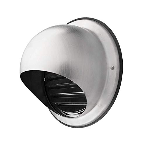 calimaero® KWG 4 inch Round Stainless Steel Dryer Vent Covers Ventilation Grill Hood with Rubber Seal Fits only in Metal Ducts - Image 1