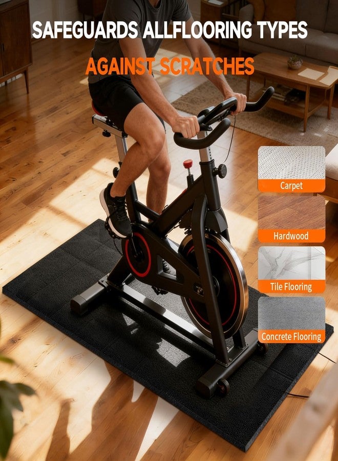Stepwaver Bike Mat Compatible with Peloton Bike Trainer Mat Non-Slip Shock Absorbing Gym Floor Mat to Protect Hardwood & Carpets, Mat for Exercise Bike,Exercise Equipment Indoor Cycles (63"x30") - Image 3