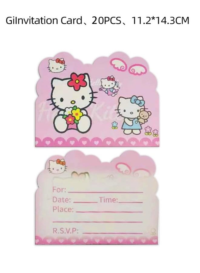 DRENGE 20pcs hello cats kitty Birthday Invitations,hello cats kitty Party Invitations Birthday Party Supplies Decoration (3) - Image 2