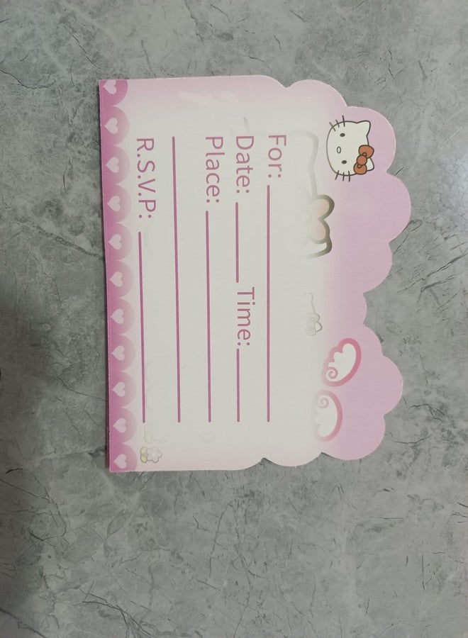 DRENGE 20pcs hello cats kitty Birthday Invitations,hello cats kitty Party Invitations Birthday Party Supplies Decoration (3) - Image 4