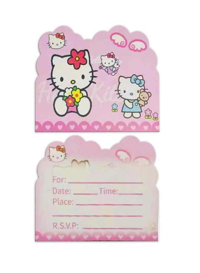 DRENGE 20pcs hello cats kitty Birthday Invitations,hello cats kitty Party Invitations Birthday Party Supplies Decoration (3) - Image 1