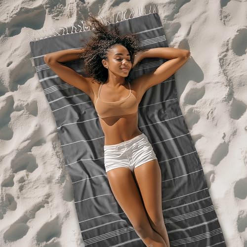 Cacala Lightweight and Thin Turkish Beach Towel 100% Cotton Sand-Free and Quick-Drying Goodness Perfect as an Extra Large Travel Towel, Beach Accessory, or Gift for Beach Lovers, 37 x 70 - Image 2
