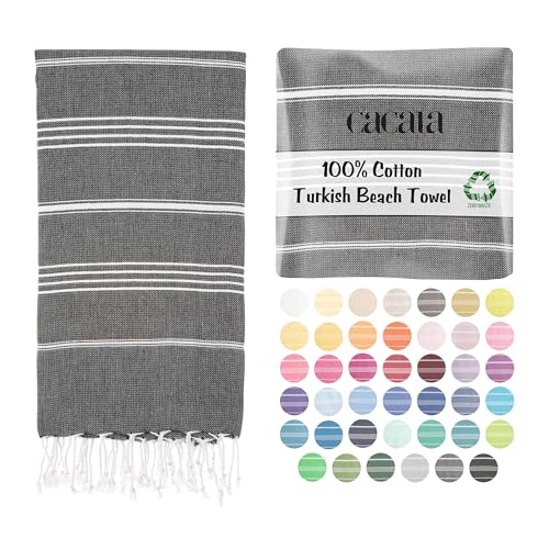 Cacala Lightweight and Thin Turkish Beach Towel 100% Cotton Sand-Free and Quick-Drying Goodness Perfect as an Extra Large Travel Towel, Beach Accessory, or Gift for Beach Lovers, 37 x 70 - Image 1