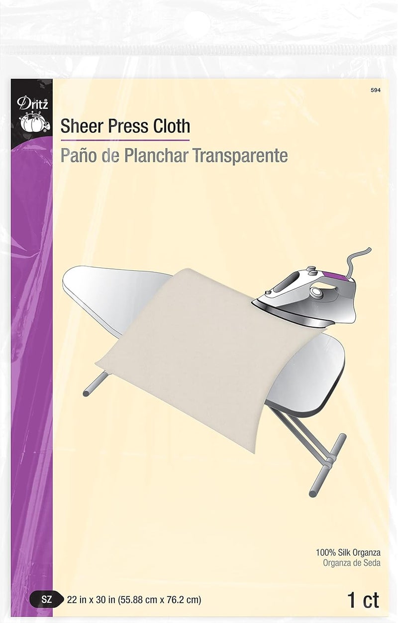 Dritz Sheer Press Cloth - 22 x 30 Inch, 100% Silk Organza, White - Image 1