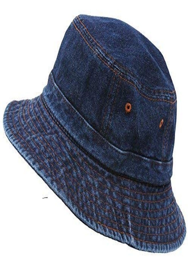 JMP Unisex Fishermen Bucket Outdoor Summer Denim Cap | Blue - Image 1