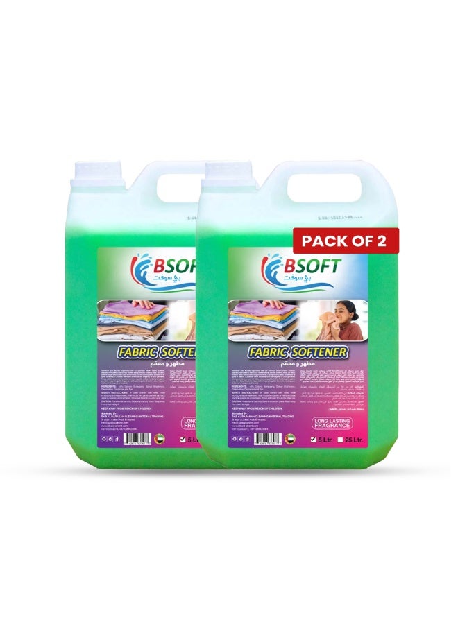 BSOFT Fabric Softener Long Lasting Freshness with Bergamot Aroma Green 5L Dual Pack - Image 1