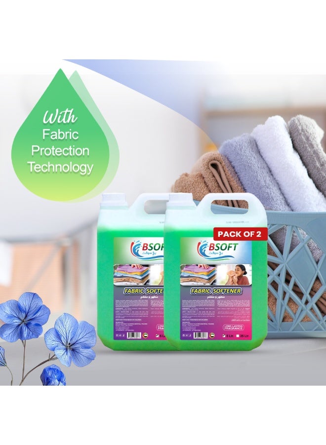 BSOFT Fabric Softener Long Lasting Freshness with Bergamot Aroma Green 5L Dual Pack - Image 2