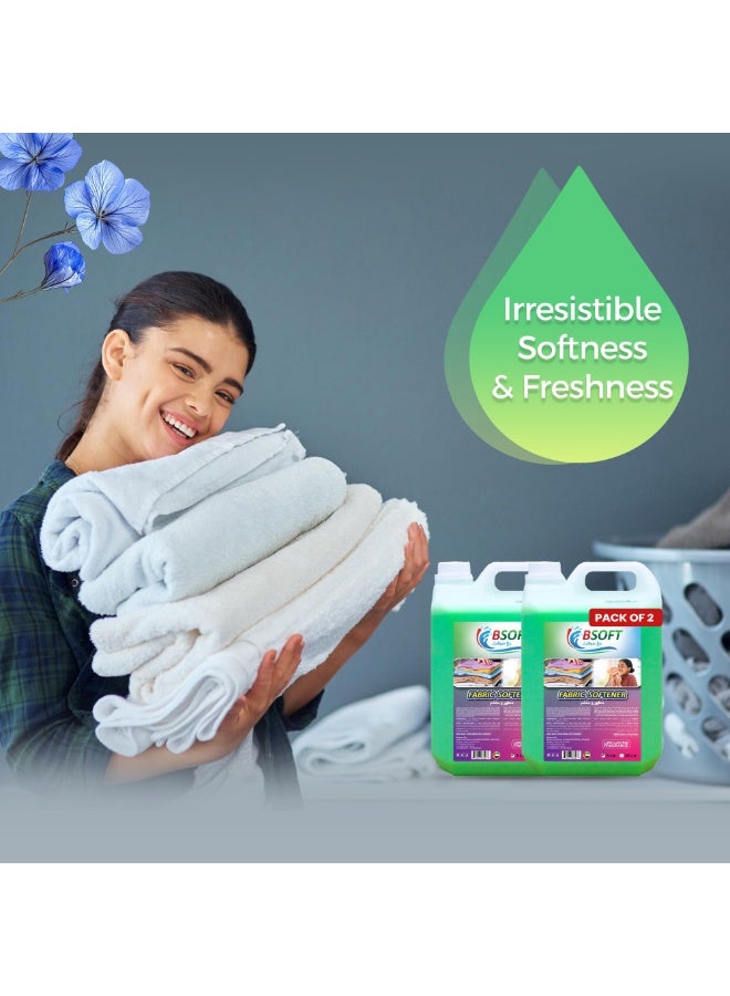 BSOFT Fabric Softener Long Lasting Freshness with Bergamot Aroma Green 5L Dual Pack - Image 3