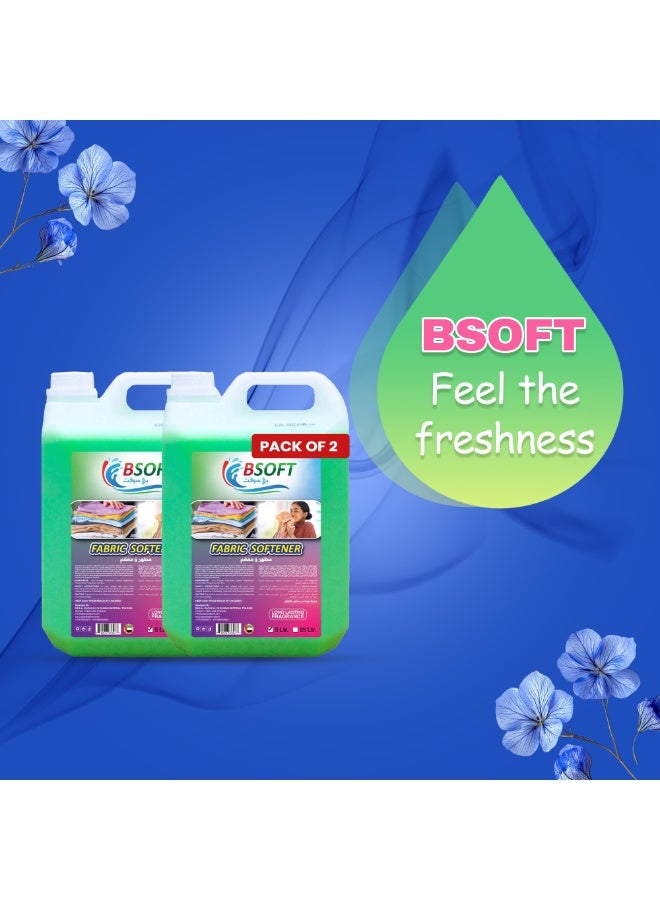 BSOFT Fabric Softener Long Lasting Freshness with Bergamot Aroma Green 5L Dual Pack - Image 4