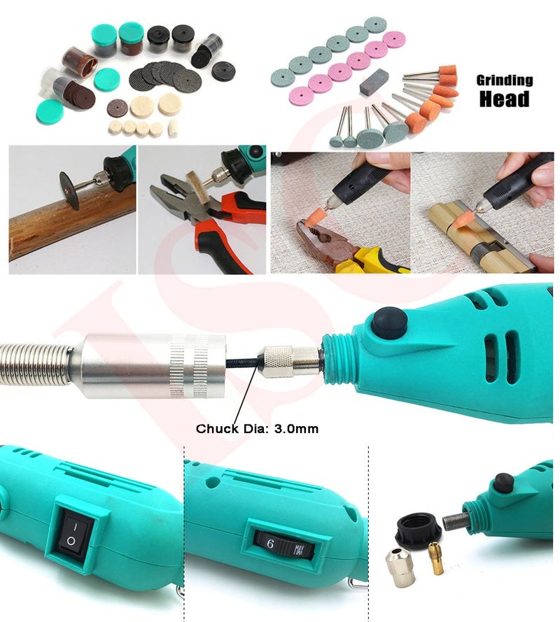 ISC 162 Pcs Electric Rotary Die Grinder Tool Kit with Flexible Shaft Rotary Tool Rotary Tool (3 mm)