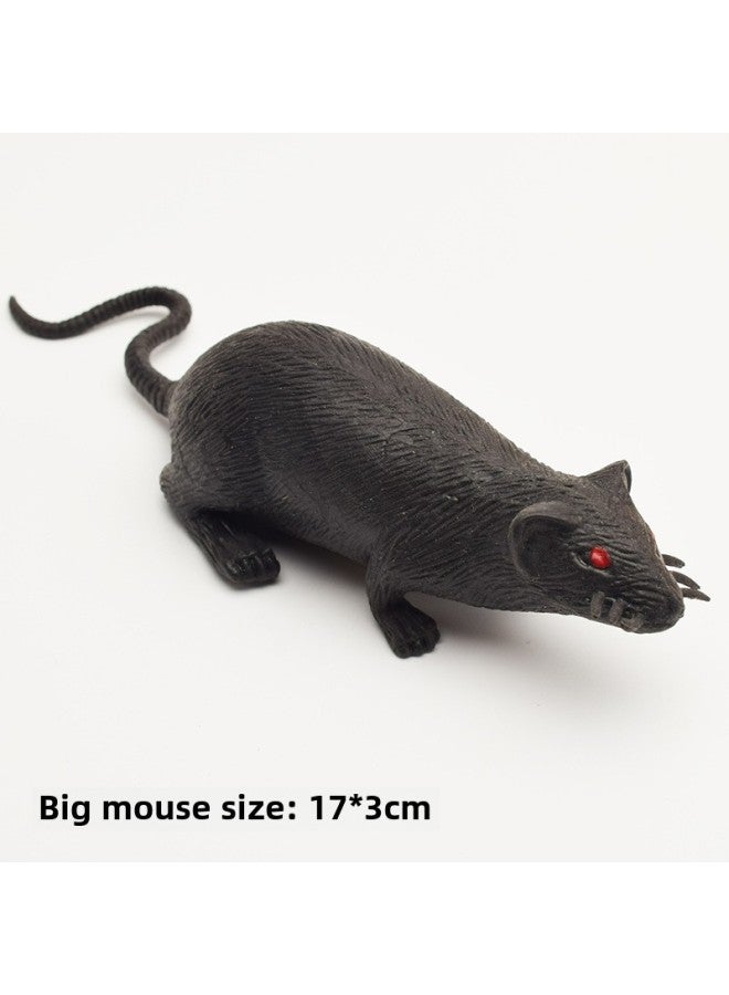 Realistic Mouse Model Plastic White Grey Black Mouse Props Teaching Tools Prank April Fool's Day Street Stall Toys-Color:Soft Rubber Large Black Mouse  - Image 1