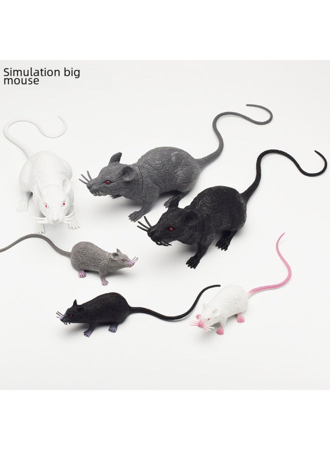 Realistic Mouse Model Plastic White Grey Black Mouse Props Teaching Tools Prank April Fool's Day Street Stall Toys-Color:Soft Rubber Large Black Mouse  - Image 2