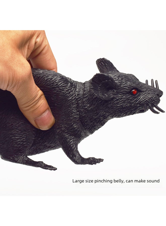 Realistic Mouse Model Plastic White Grey Black Mouse Props Teaching Tools Prank April Fool's Day Street Stall Toys-Color:Soft Rubber Large Black Mouse  - Image 5