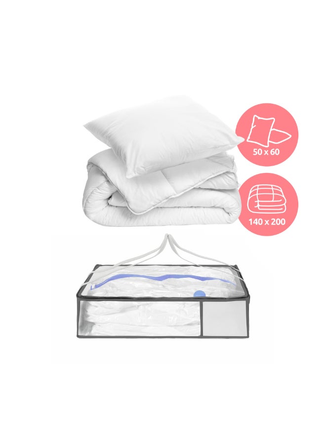 COMPACTOR Soft and Luxurious Twin Duvet Inner with Pillow Set White 15 x 45 x 65 cm RAN11958 - Image 1