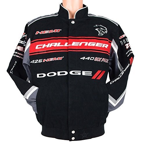 JH DESIGN GROUP 2017 Dodge Challenger Collage Mens Black Twill Jacket by JH Design (S) - Image 5
