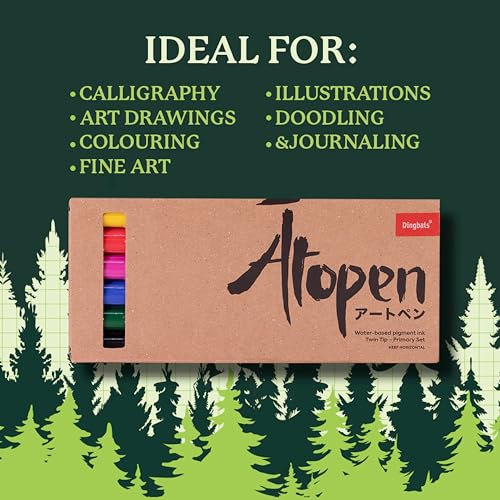 Dingbats* Notebooks Dingbats - Ātopen Dual Tip Pens - Water-based Coloring Markers - Brush Pens and Fine Tip Markers for Drawing, Journaling, Calligraphy - Primary Set - Image 5