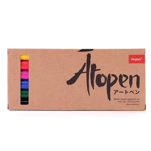 Dingbats* Notebooks Dingbats - Ātopen Dual Tip Pens - Water-based Coloring Markers - Brush Pens and Fine Tip Markers for Drawing, Journaling, Calligraphy - Primary Set - Image 1