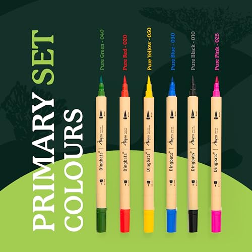 Dingbats* Notebooks Dingbats - Ātopen Dual Tip Pens - Water-based Coloring Markers - Brush Pens and Fine Tip Markers for Drawing, Journaling, Calligraphy - Primary Set - Image 3